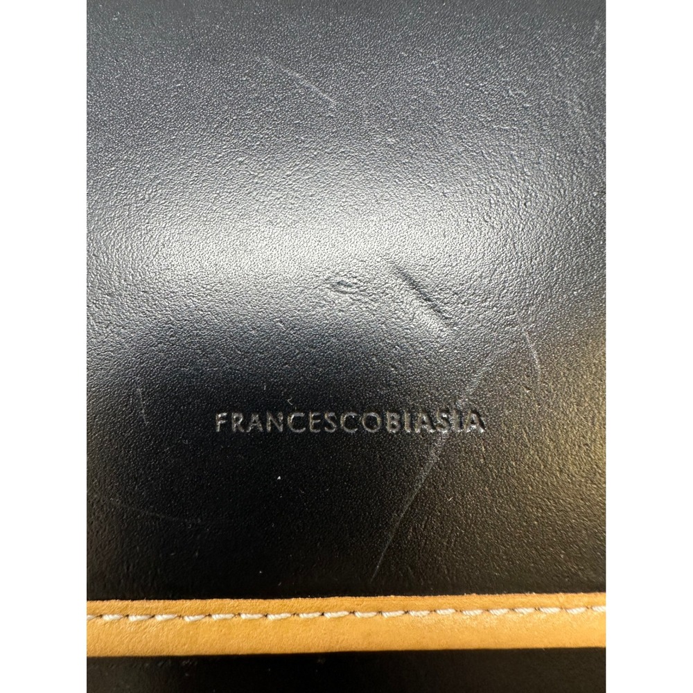 Francesco Biasia Smooth Leather Two-Tone Backpack Black Tan - Picture 2 of 13